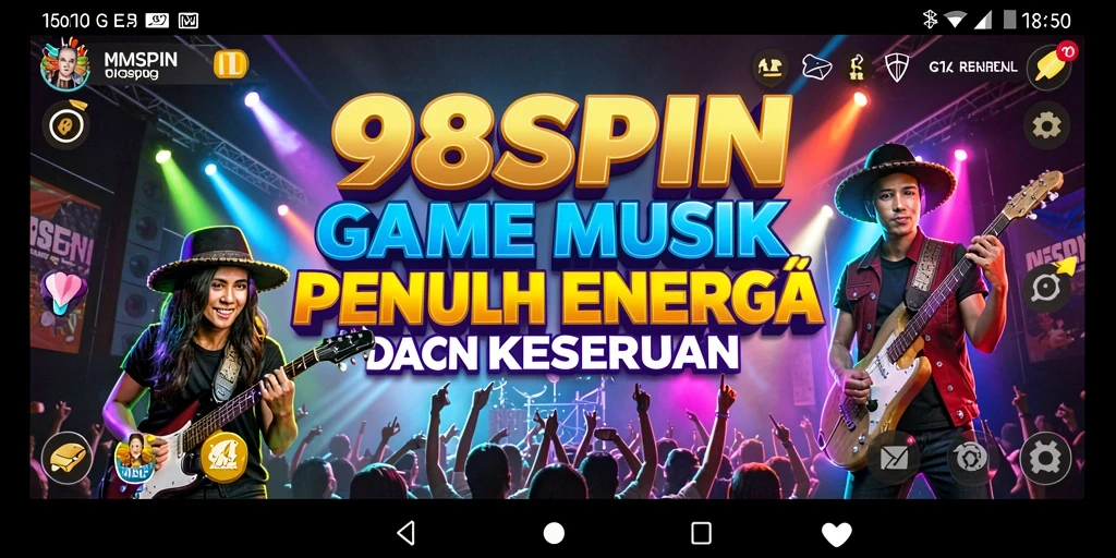 Screenshot utama 98SPIN menampilkan keseruan gameplay musik yang menarik.