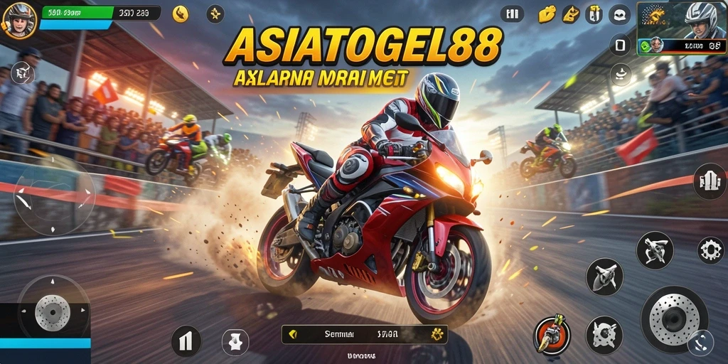 Tampilan mendebarkan dari gameplay balapan motor ASIATOGEL88.