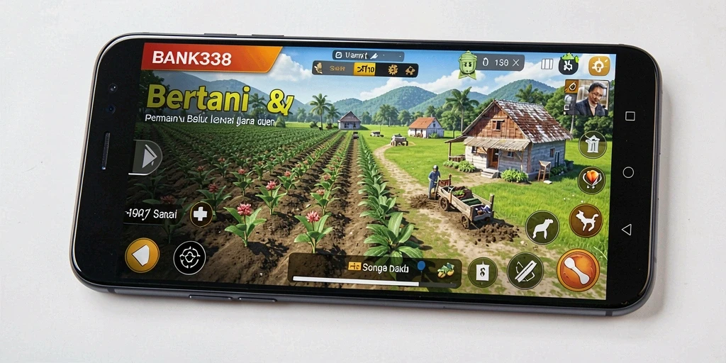 Tampilan gameplay BANK338 yang menarik dengan ladang pertanian yang luas.