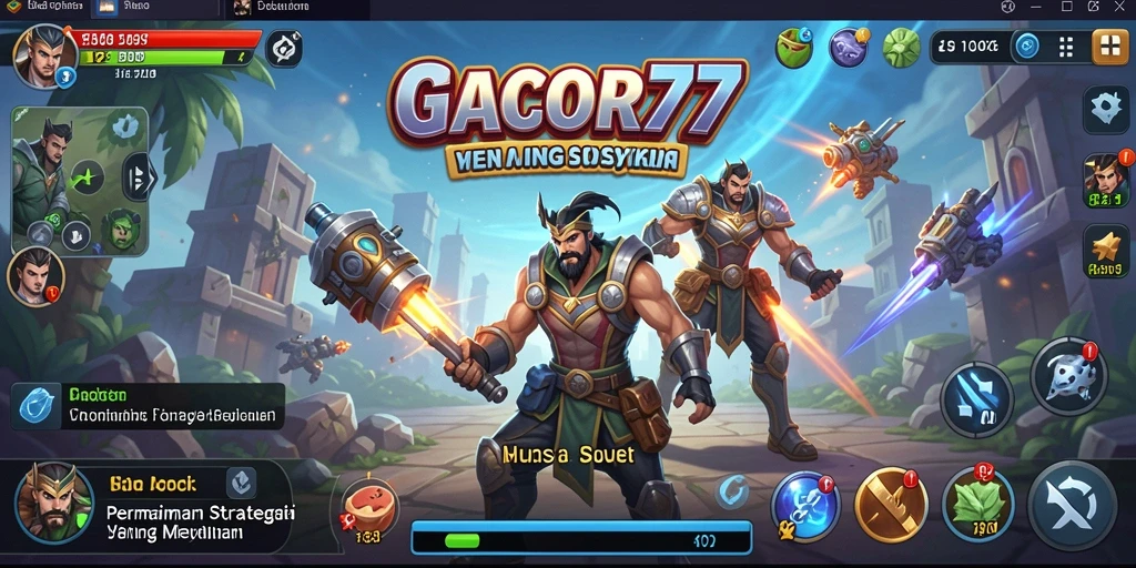 Screenshot gameplay GACOR77 menunjukkan pertempuran strategis yang intens.