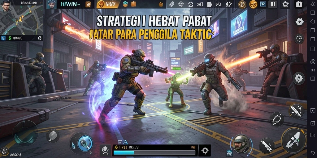 Tangkapan layar gameplay HIWIN yang menampilkan pertempuran strategi intens.