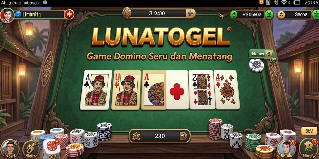 Screenshot gameplay LUNATOGEL yang menampilkan keseruan bermain domino.