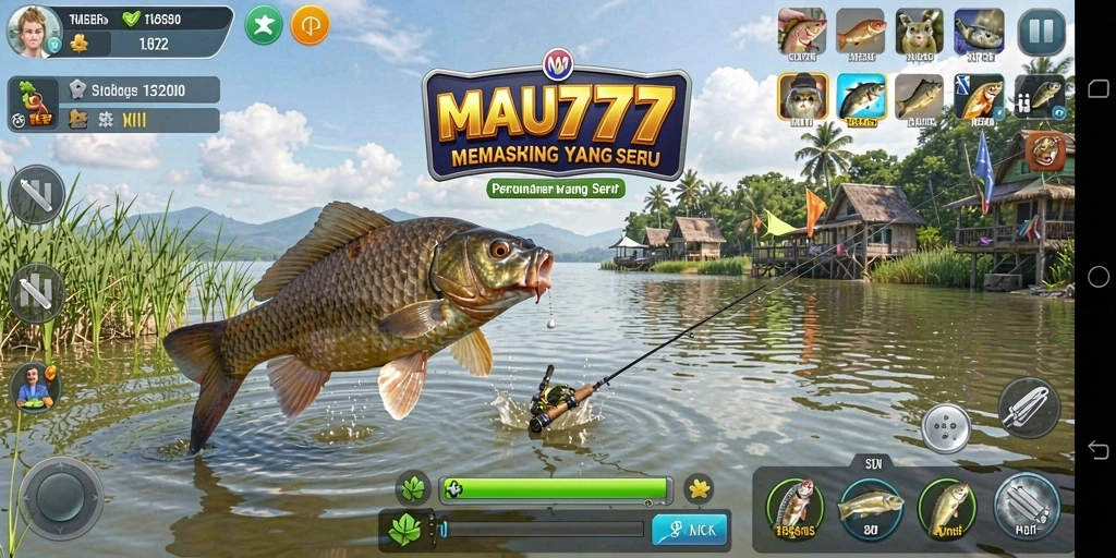 Screenshot gameplay MAU777 dengan aksi memancing yang seru.