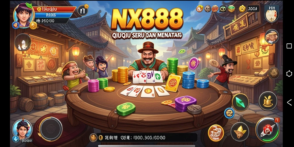 Tangkapan layar gameplay QiuQiu menampilkan aksi seru dalam NX888.