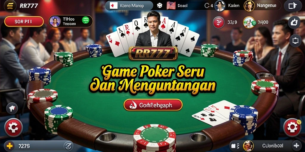 Screenshot gameplay Poker yang menampilkan aksi seru dan interaksi pemain.